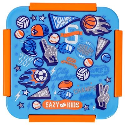 Eazy Kids Lunch Box, Soccer - Blue, 650ml